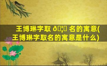 王博琳字取 🦊 名的寓意(王博琳字取名的寓意是什么)